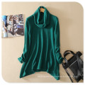 New Design Knitwear Turtleneck Long Sleeves Pullover Pure Cashmere Sweater with Irregular Hem for Spring